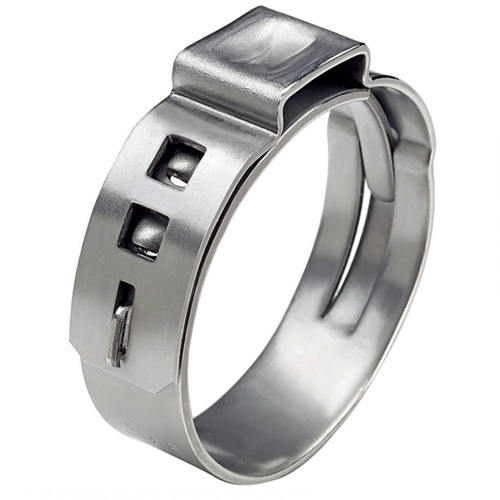 Stainless steel single ear stepless hose clamp