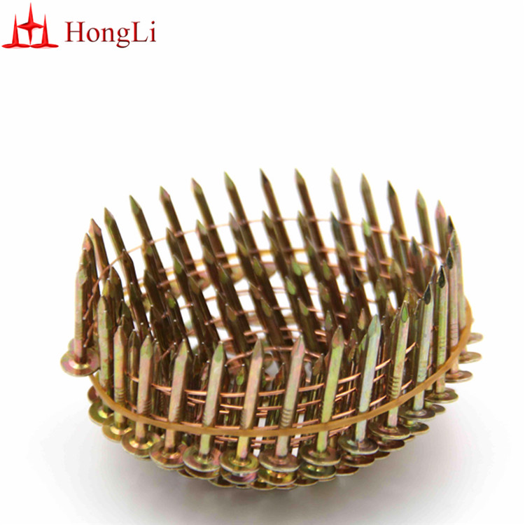 2 in Collated Nails 15 Degree Golden Zinc Coil Roofing Nails - 7200CT Box