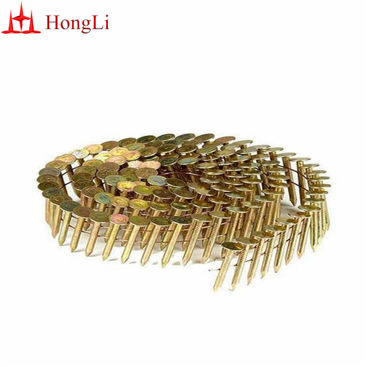 3/4 inch Collated Nails 15 Degree Golden Zinc Coil Roofing Nails - 7200CT Box 