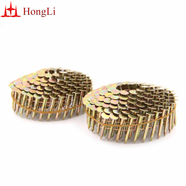 7/8 inch Collated Nails 15 Degree Golden Zinc Coil Roofing Nails - 7200CT Box 
