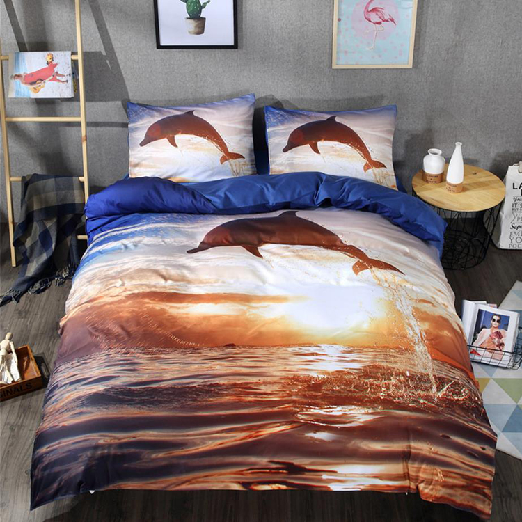 3D dolphin bedding Sets Toddle Bedding 1 Bed Comforter+2 Pillow Shams for adult Full Size