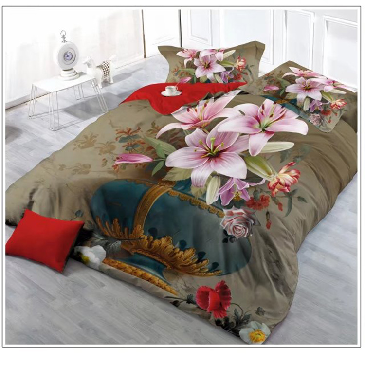 3D flower four pieces bedding sets with high quality cotton material