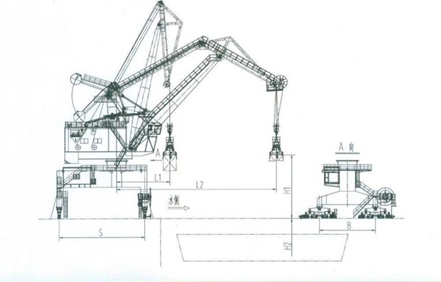 High quality 40ton grab bucket four link portal crane used in port seaside