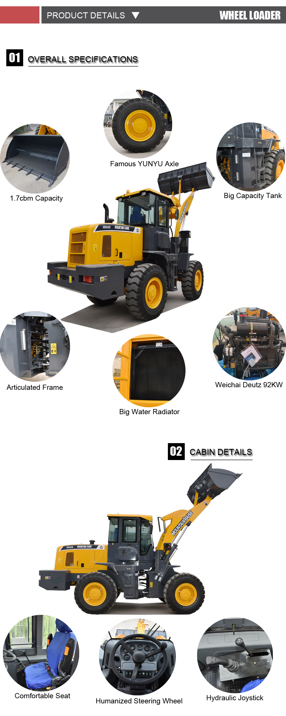 Mountain Raise Manufacturer 636 zl30 Wheel Loader
