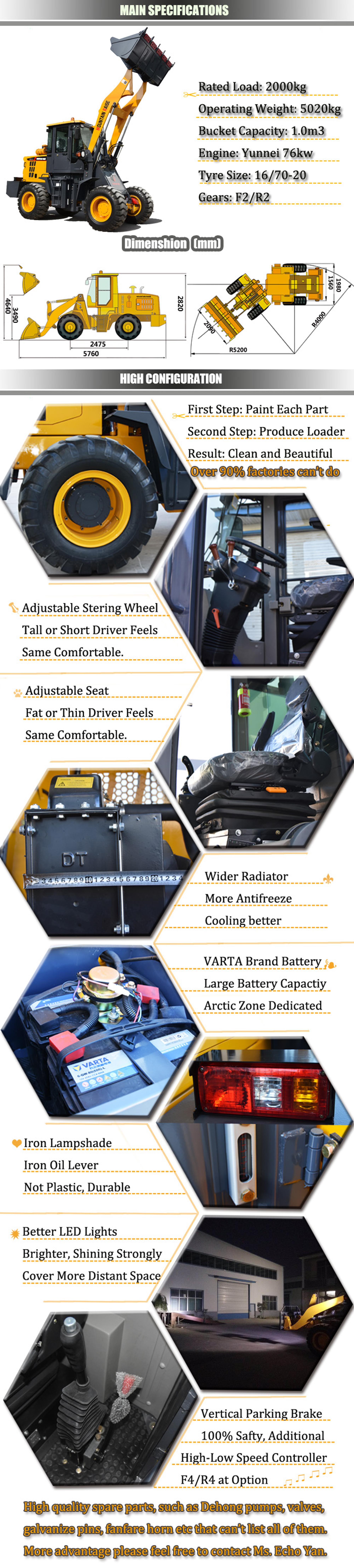 Real Good Quality Factory Supplier China 2ton Mini Loader