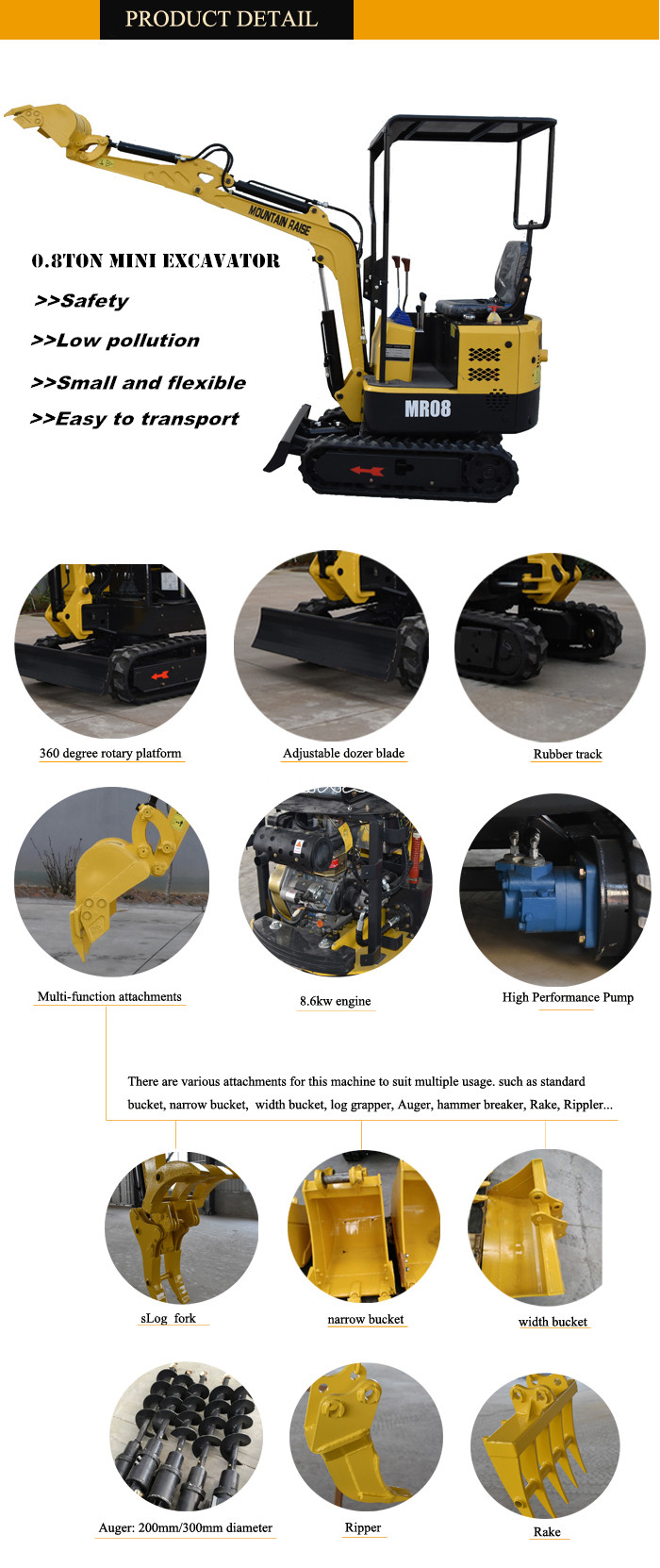 Farm Construction Popular MR08 Mini Excavator With CE Certification