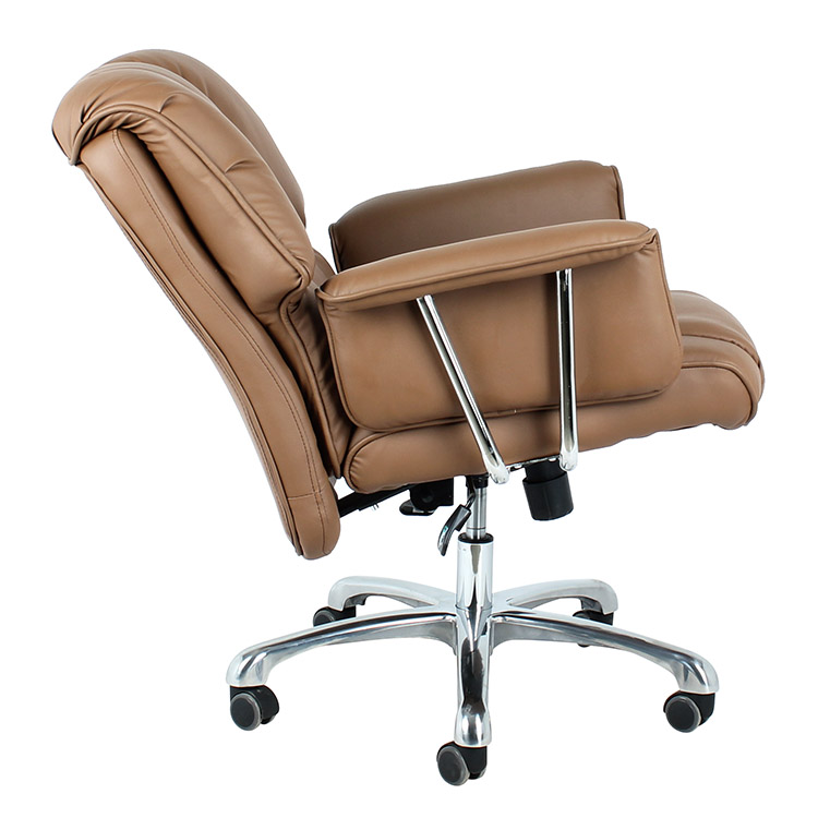 Commercial comfortable brown color leather 360 degree swivel office chair